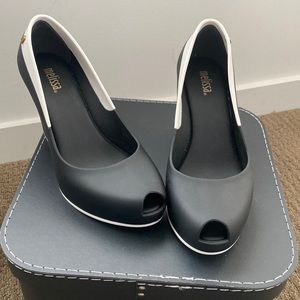 Black with white accent Melissa wedge